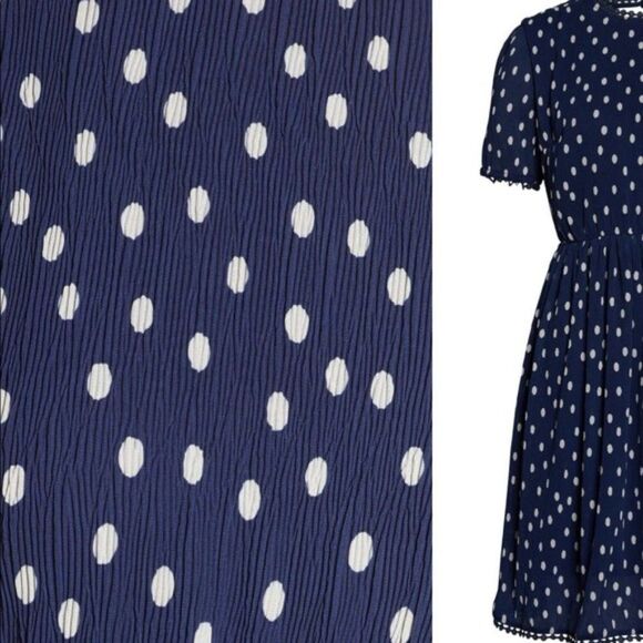 1901 Nordstrom Polka Dot Crinkle Chiffon Fit Flare Dress size Medium Petite - Picture 3 of 14